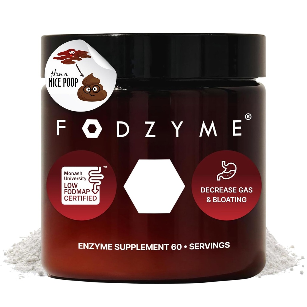 FODZYME® Home Kit Digestive Enzymes for Gut Health, Relief for Bloating, Gas, Constipation, Diarrhea, Κοιλιακό άλγος, Χαμηλή FODMAP, 60 Δόση