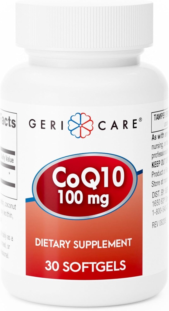 GeriCare CoQ10 100mg Softgels - Υψηλή απορρόφηση Co Q 10 συμπλήρωμα - εύκολο να καταπιούν Q10 συνένζυμο για άνδρες, γυναίκες, και ηλικιωμένους - 1 μήνα προσφοράς, 30 κόμης - Ταξίδι φιλικό