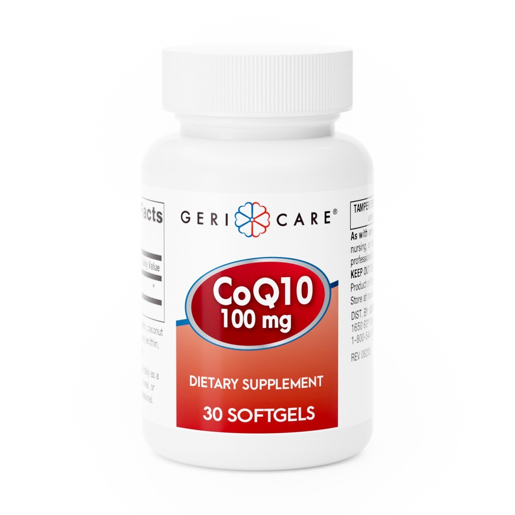 GeriCare CoQ10 100mg Softgels - Υψηλή απορρόφηση Co Q 10 συμπλήρωμα - εύκολο να καταπιούν Q10 συνένζυμο για άνδρες, γυναίκες, και ηλικιωμένους - 1 μήνα προσφοράς, 30 κόμης - Ταξίδι φιλικό