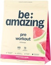 BE AMAZING Pre Processing Powder, Vegan Supplement with 125mg Natural Caffeine, Ashwagandha and Adaptogens, Sugar Free Drink Mix for Men and Women, Gluten Free, Non GMO, Watermelon Candy, 30 Servings