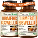 Boswellia Serrata Turmeric Curcumin Supplement: Organic Tumeric, Boswellia Extract, Ginger & BioPerine for Max Absorption – Inflammation & Joint Supplements for Men & Women – Non-GMO – 60 Caps, 2 Pack