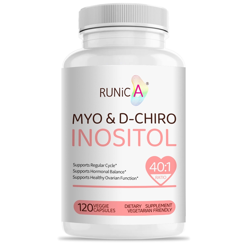 Myo-Inositol & D-Chiro Inositol συμπλήρωμα για τις γυναίκες - Ideal 40:1 Ratio -Support Hormone Balance & Fertility & Ovarian Health - Vegan Powder Caps - 120 Κάψουλες 30-Ημέρα προσφοράς