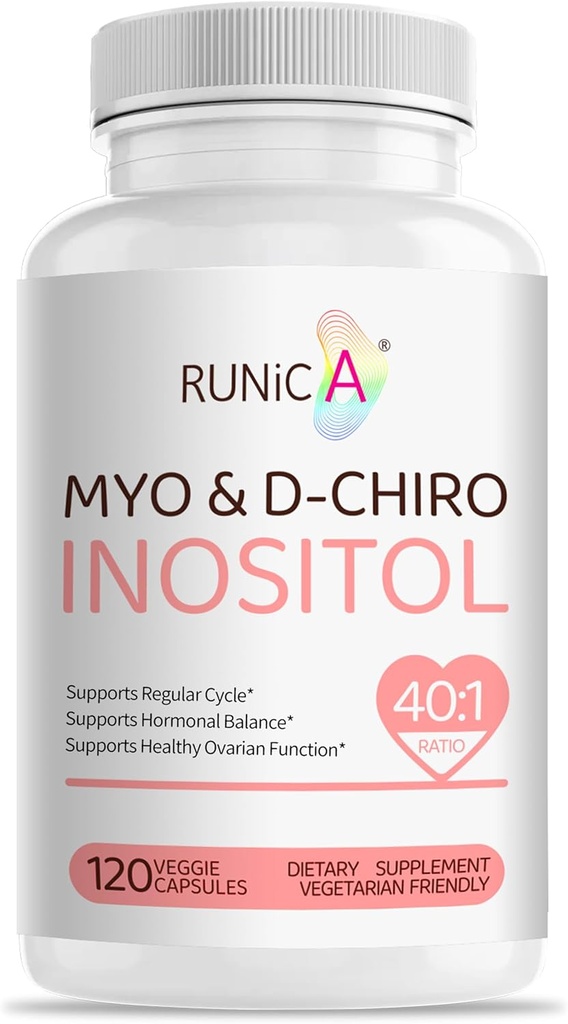 Myo-Inositol & D-Chiro Inositol συμπλήρωμα για τις γυναίκες - Ideal 40:1 Ratio -Support Hormone Balance & Fertility & Ovarian Health - Vegan Powder Caps - 120 Κάψουλες 30-Ημέρα προσφοράς