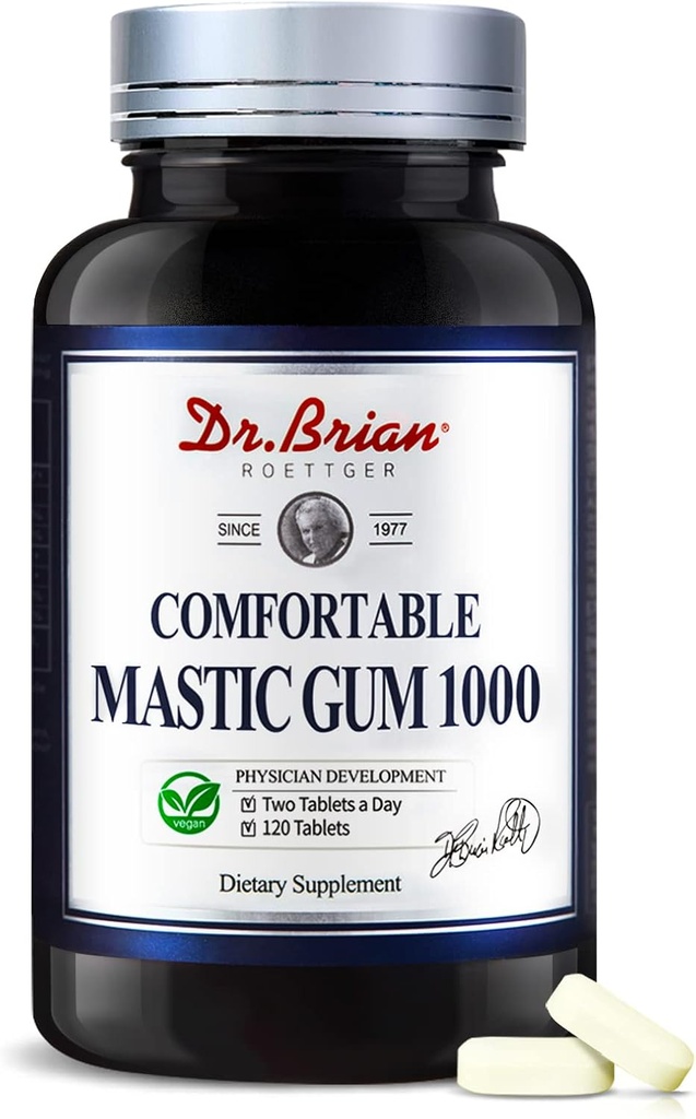 Dr.Brian μαστίχα 1000mg Φυσική φόρμουλα που υποστηρίζει τη γαστρεντερική υγεία, το πεπτικό και ανοσοποιητικό σύστημα - Στομάχι, Duodenal & στοματική υγεία 