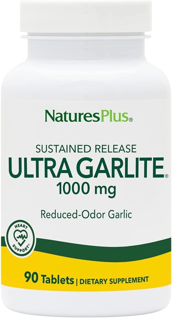 NaturesPlus Ultra Garlite 1000 mg - 90 Tablets - Μειωμένη Οδοντόκ Σκόρδο - Διατροφική Υποστήριξη για την Ελεύθερη Ακτινοειδή Άμυνα & Ανοσολογική Υγεία - Παρατεταμένη Κυκλοφορία - 90 Υπηρεσίες
