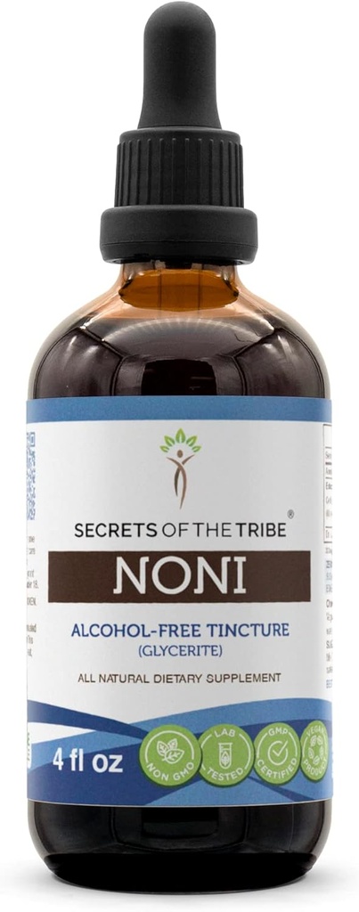 Μυστικά της φυλής Noni υγρό εκχύλισμα χωρίς αλκοόλ, Noni (Morinda citrifolia) Αποξηραμένα Φρούτα (4 FL OZ)