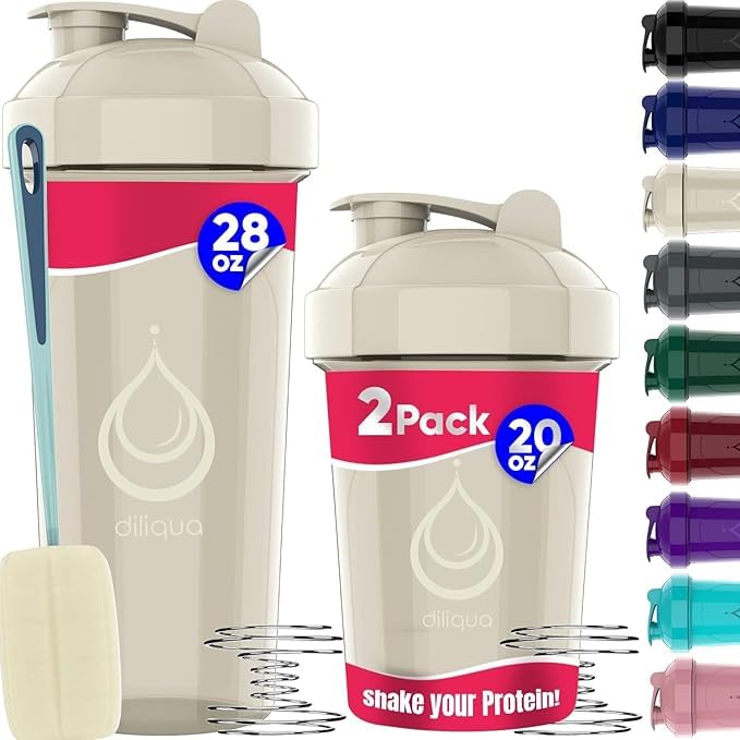2 PACK, 28 oz & 20 oz Shaker μπουκάλια με ισχυρό σύρμα Whisks για τα μείγματα πρωτεϊνών 