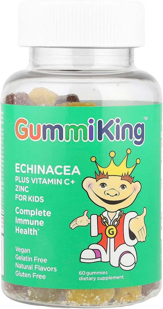 Gummi King Echinacea Plus συμπλήρωμα ψευδαργύρου βιταμίνης C, φράουλας/λεμονιού/πορτοκαλί/γκρέιπ-φρουτ, 60 μέτρα