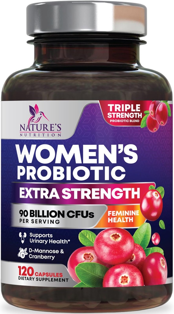 Probiotics for Women Digestive Health Support - 90 Billion CFU Γυναικείο Προβιοτικό, 16 Strains, Cranberry, Κολπικό Προβιοτικό με Πρεβιοτικά, PH, Ανοσοποιητικό, Ουρολοίμωξη, & Γυναικεία Υποστήριξη Υγείας, 120 Κάψουλες