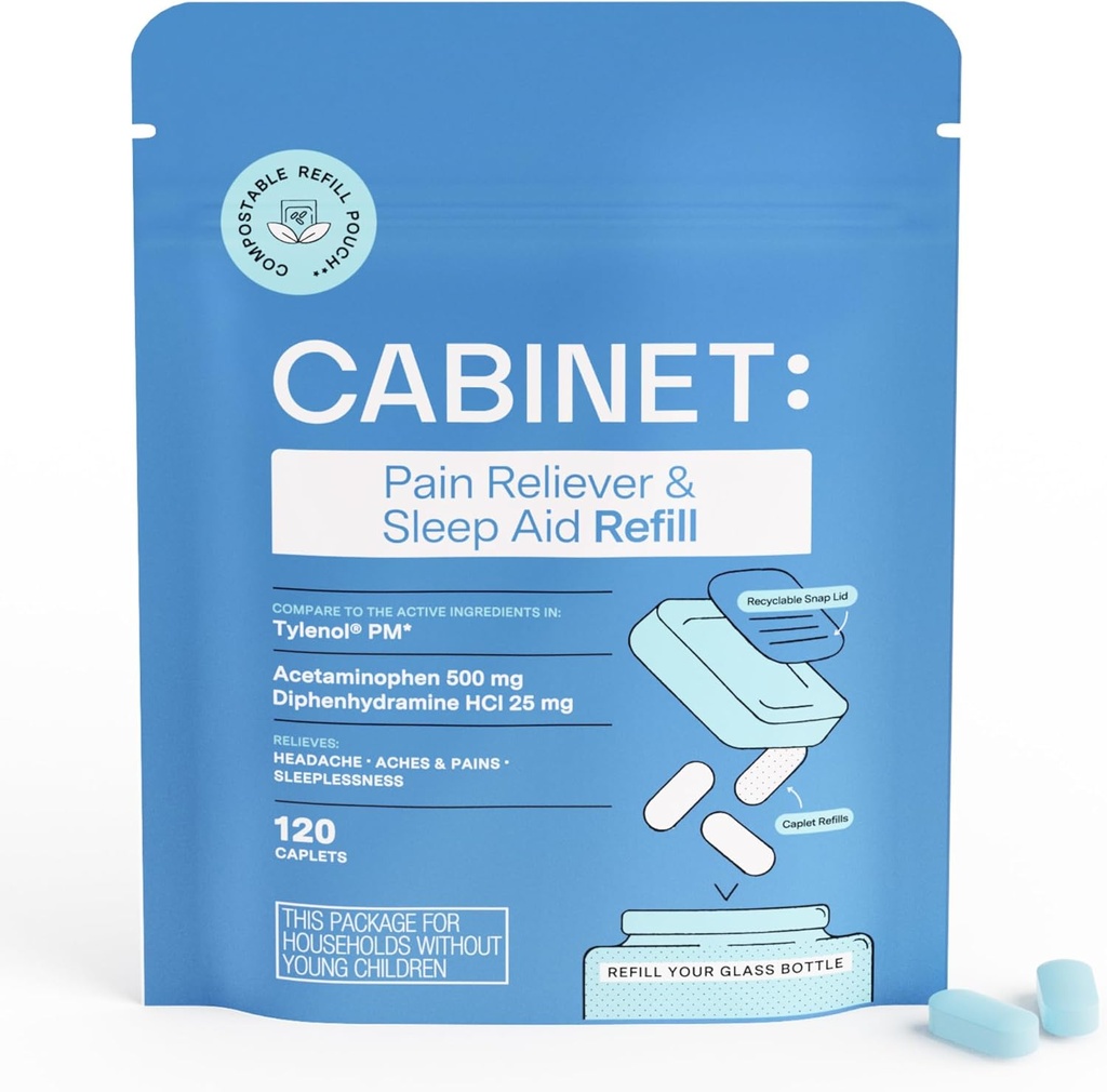 Cabinet: Nighttime Pain Reliever και Sleep Aid για τους πονοκεφάλους, τους πόνους και τους πόνους 
