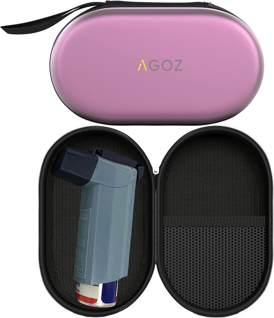 AGOZ Ασθματική Εισπνοή Θήκη Zippered Protective Medical Pouch Κάλυμμα με Λουρί Wrist (Purple)