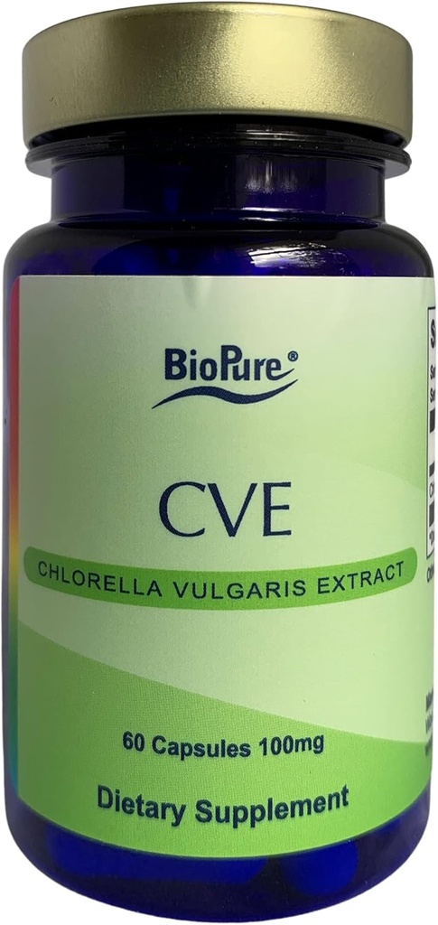 BioPure CVE Chlorella Vulgaris Extract – Nutrient-Dense, Nutriutical Superfood Συσκευασμένο με πρωτεΐνες, βιταμίνες, Ορυκτά & Αμινοξέα που υποστηρίζει τον μεταβολισμό, Detox & Ανοσία – 60 κάψουλες