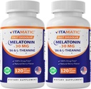 Vitamatic Melatonin 30 mg - με B6 & L- Theanine - 120 δισκία ταχείας διάλυσης με Φυσικό Berry Γεύση (2 δισκία Δόση = Μελατονίνη 60 mg) (120 Count (Pack of 2))
