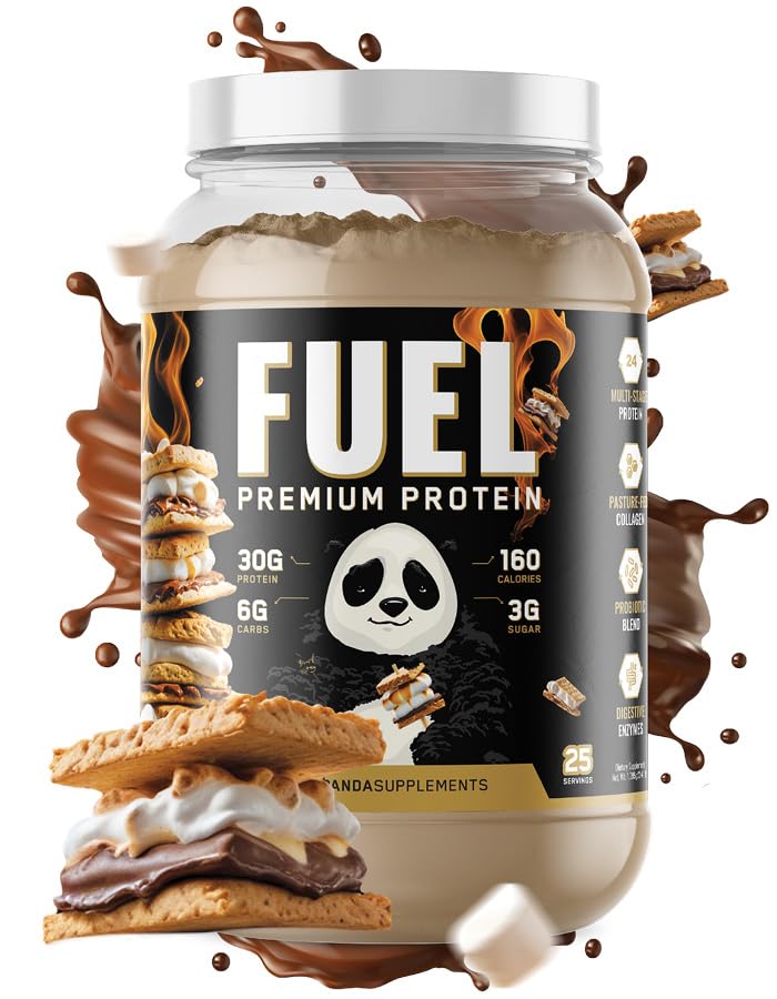 Underground Bio Labs Panda Fuel Premium Protein Whey, Hydrolyzed Collagen, Casein, Probiotics, Enzymes, Keto Friendly, Time Release, 25 Servings (2,5 λίρα, Campfire S'More)