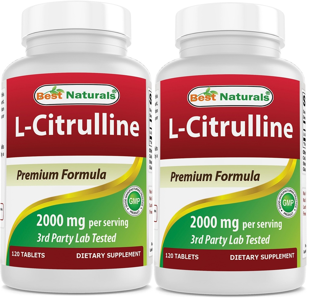 Best Naturals L-Citrulline 2000mg/serving - Μη ΓΤΟ - Χωρίς γλουτένη - 120 δισκία (120 Count (Pack of 2))
