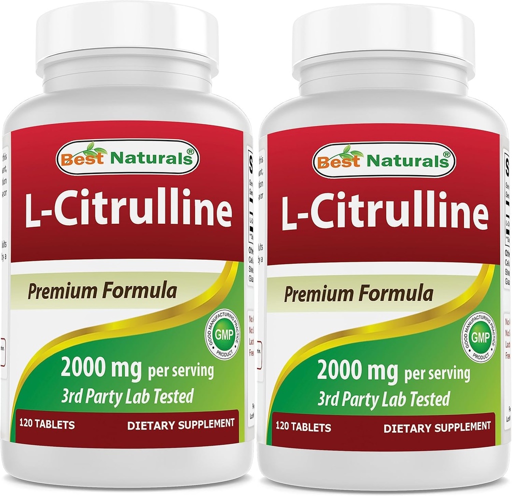 Best Naturals L-Citrulline 2000mg/serving - Μη ΓΤΟ - Χωρίς γλουτένη - 120 δισκία (120 Count (Pack of 2))