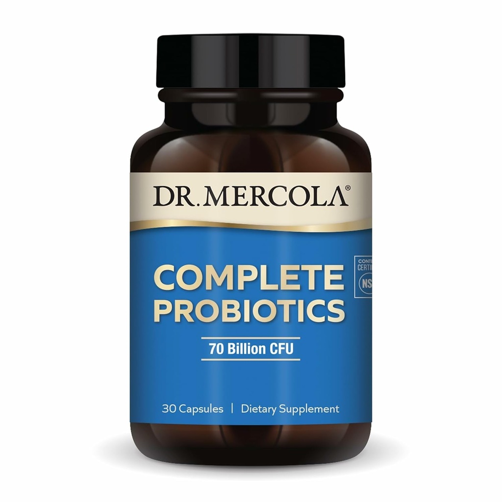 Dr. Mercola Complete Probiotics - 70 Billion CFU - Supports Immune, Digestive & Gut Health - Features 10 Strains - Shelf Stable - GMO-Free, Gluten-Free & Soy-Free - 30 Capsules (30 Servings)