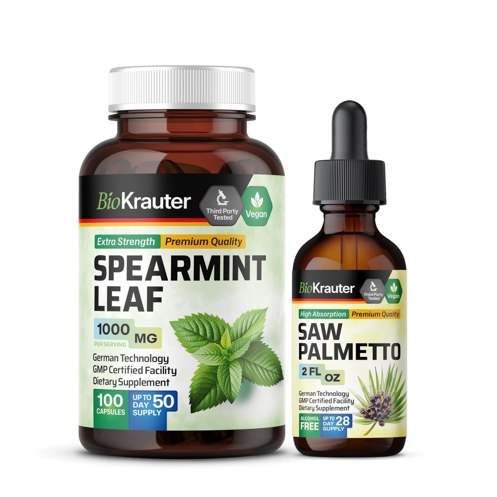 BIO KRAUTER Spearmint 100 Κάψουλες & Saw Palmetto Βάμμα 2 Fl. Oz.