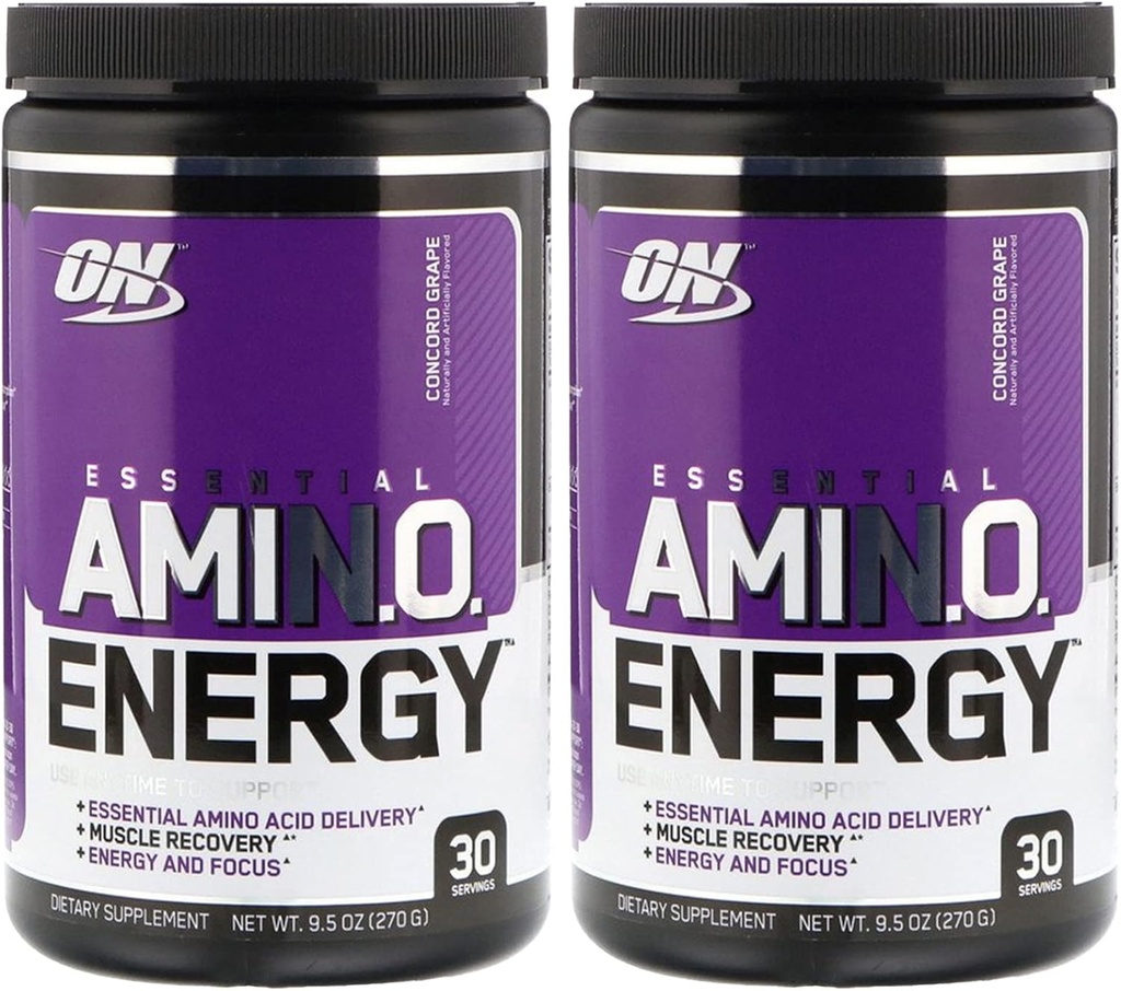 Βέλτιστη Διατροφή, (2 Pack Essential Amin.O. Ενέργεια, Concord Grape, 9,5 oz (270 g)