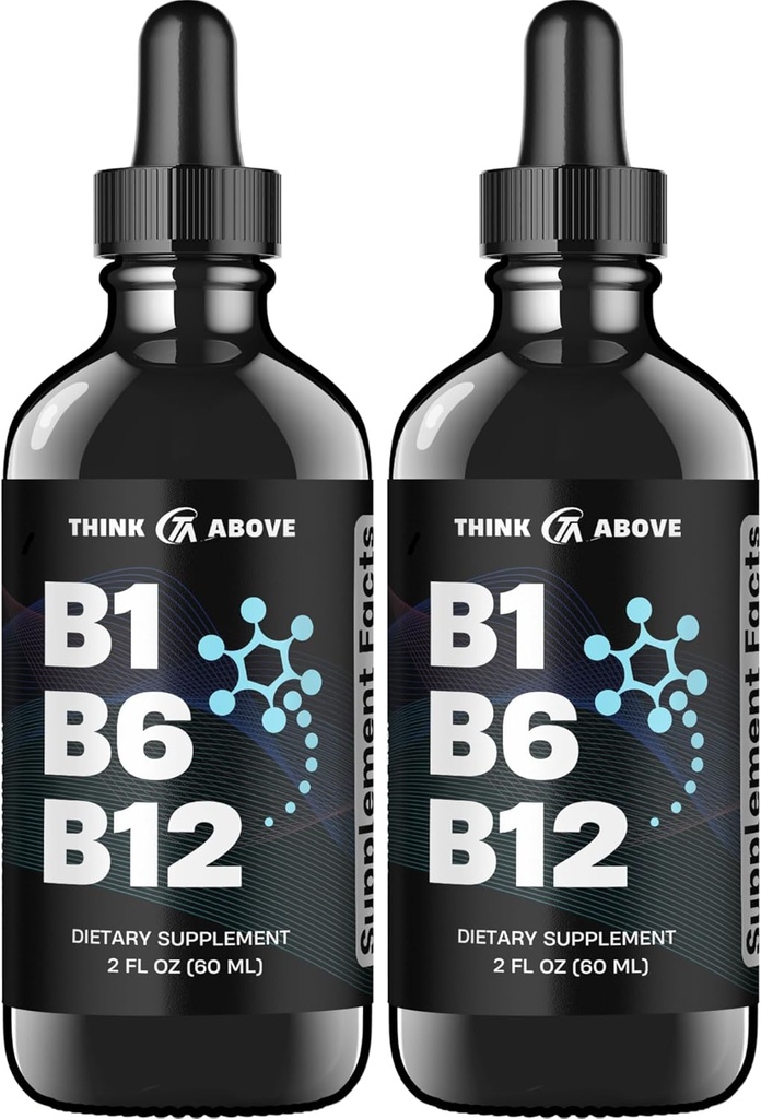 B1 B6 B12 Vitamin Liquid Drops - Nerve, Energy, Brain Support Supplement - Fruity-Like Flavor - Methylcobalamin, Thiamine, Pyridoxine (2)