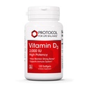 PROTOCOL FOR LIFE BALANCE Vitamin D3 2,000 IU - Immune Support, Healthy Bones and Teeth - 120 Softgels