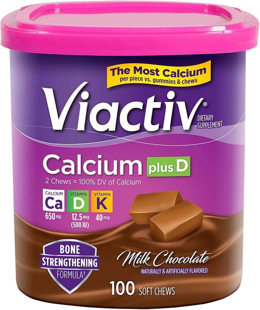 Viactiv Calcium +Vitamin D3 συμπλήρωμα μαλακά μάσημα, σοκολάτα γάλακτος, 100 μάσημα - συμπλήρωμα διατροφής ασβεστίου για την υγεία των οστών