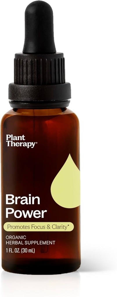 Plant Therapy Organic Brain Power Βάμμα 30 mL (1 oz) Υποστηρίζει την εγκεφαλική εστίαση & σαφήνεια, βοηθά την ψυχική εγρήγορση & μνήμη, το συμπλήρωμα Boost του εγκεφάλου συσκευάζεται με τα οφέλη
