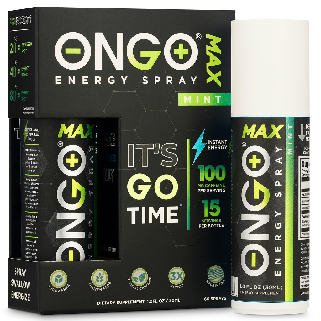 OnGo Energy - Φυσική καφεΐνη (1500mg) Στιγμιαίο Ενεργειακό στοματικό σπρέι 