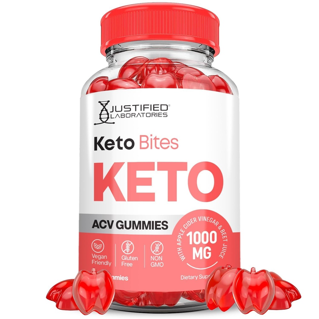Justified Laboratories Keto Bites Keto ACV Gummies Advanced Formula 1000MG Keto Bites Keto Gummies Apple Cider Vinegar Formulated with Romegranate Beet Buice Powder B12 Vegan Non GMO 60 Gummys