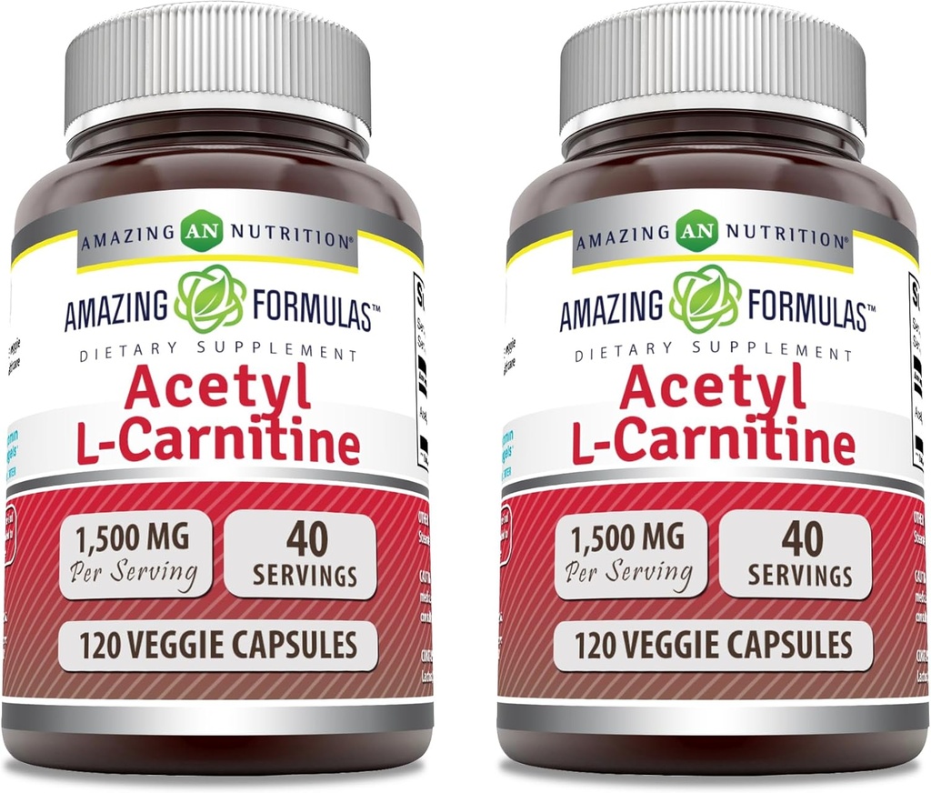 Amazing Formulas Acetyl L-Carnitine 1500 Mg Per Serving Veggie Capsules Supplement 