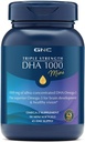 GNC τριπλή δύναμη DHA 1000 Mini Omega 3 συμπλήρωμα, 1000mg, Ultra συμπυκνωμένο, υψηλή ισχύς, υποστηρίζει την ανάπτυξη του εγκεφάλου και υγιή όραση, Burpless, 90 Mini Softgels, 45 SVG, 45 ημέρες προσφοράς