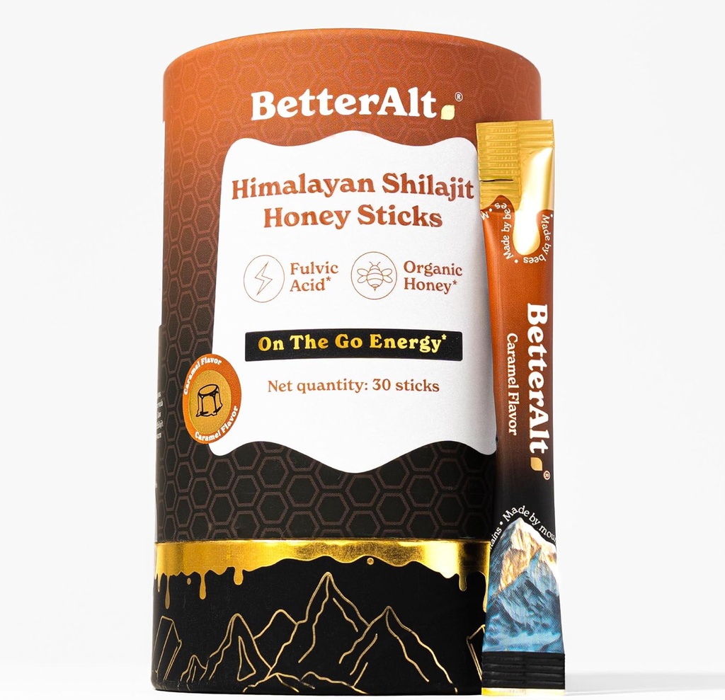 Καλύτερα Alt Καθαρό Ιμαλαΐων Shilajit Caramel Honey Sticks με Βιολογικό Μέλι
