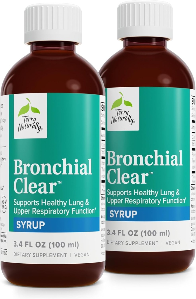 Terry Φυσικά Bronchial Clear Liquid - αναπνευστική υποστήριξη για Bronchial & Lung Health - Βρογχική υποστήριξη για την αναπνευστική υγεία - Υγιής υποστήριξη πνεύμονα για ενήλικες & παιδιά - 3.4 fl oz (πακέτο του 2)