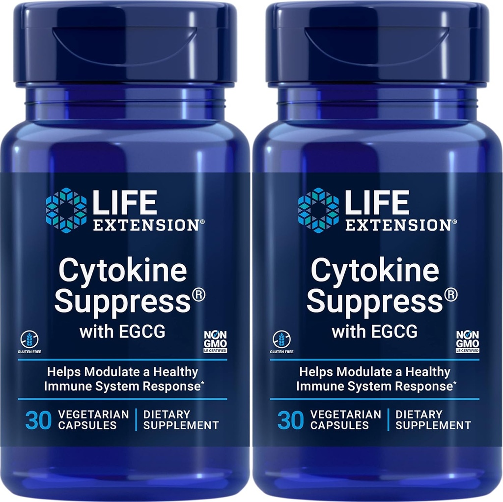 Life Extension Cytokine Suppress with EGCG, 30 Vegetarian Capsules (Pack of 2)