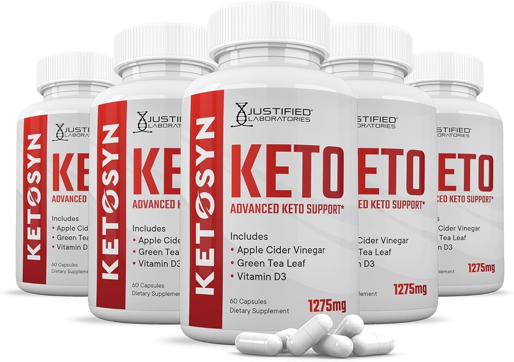 (5 Pack) Ketosyn Keto ACV Pills 1275MG Keto Support Blend Capsule Alternative to Keto ACV Gummies Formulated with Apple Cider Vinegar Extra Virgin Olive Oil Powder Green Tea Leaf 300 Capsules