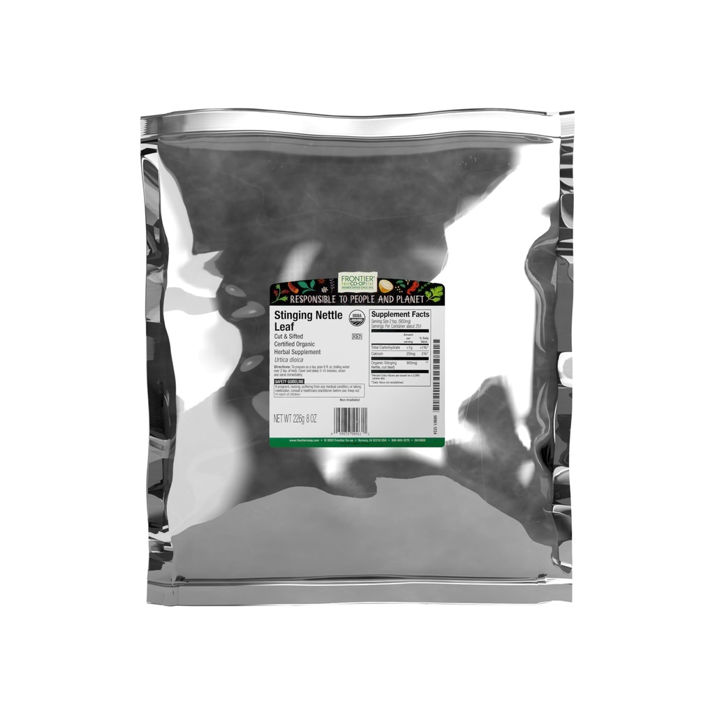 Frontier Co-op Stinging Nattle Leaf, 1/2-Pound, Cut & Sifted για τσάι, σούπες, smoothies και φριτέζες ανάδευσης (Η συσκευασία μπορεί να διαφέρει)