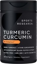 Sports Research Turmeric Curcumin C3 Complex - Softgels with Bioperine Black Pepper Extract & Organic Coconut Oil, Standardized 95% Curcuminoids - Μη ΓΤΟ Επαληθευμένο & Χωρίς Γλουτένη - 500mg, 120 Count