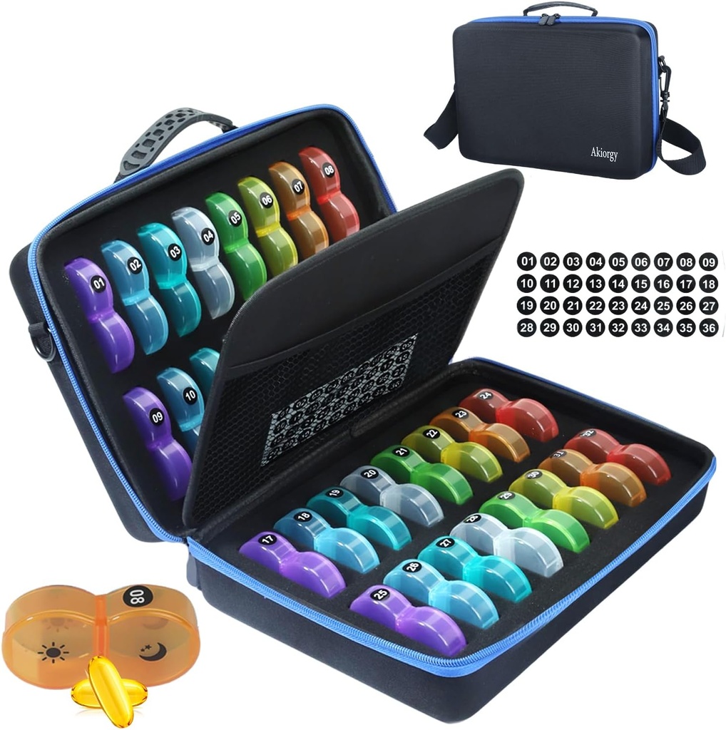 Monthly Pill Organizer Box 2 φορές την ημέρα, Monthly Pill Box AM PM με 32 καθημερινή θήκη τσέπης, Traval Pill Box με φορητή σκληρή θήκη, Extra Large Medicine Box Holds Vitamin, Cod Liver Oil & Συμπλήρωμα