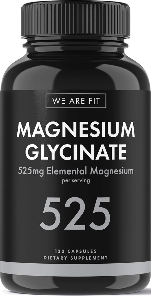Magnesium Glycinate 525 mg Elemental Complex -125% DV High Absorption Bioavailable Supplement to Support Magnesium Levels, Vegan & Non-GMO, 120 Veggie Caps