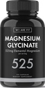Γλυκινικό μαγνήσιο 525 mg Elemental Complex -125% DV Υψηλή Απορρόφηση Βιοδιαθέσιμο συμπλήρωμα για την υποστήριξη επιπέδων μαγνησίου, Vegan & Non-GMO, 120 Veggie Caps
