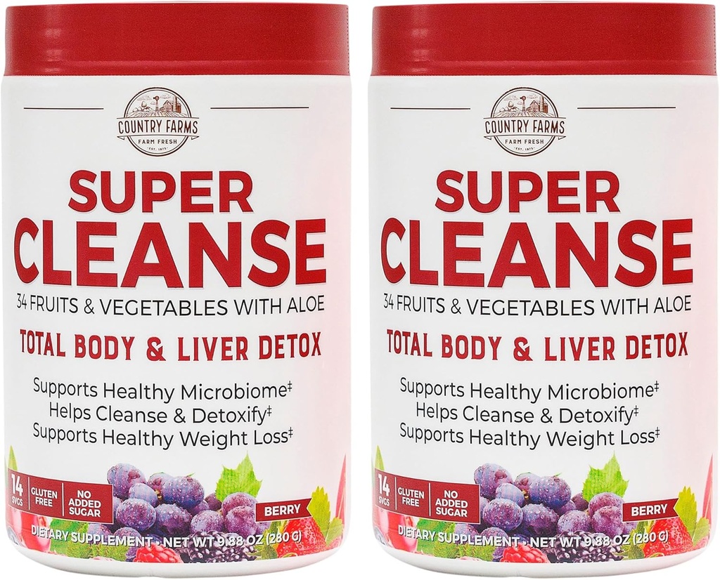 ΧΩΡΑ FARMS Super Cleanse, Super Juice Cleanse, Υποστηρίζει Υγιεινό Πειθαρχικό Σύστημα, 34 Φρούτα και Λαχανικά, Προωθεί τη Φυσική Αποτοξίνωση, Προώθηση Υγιεινή Διαχείριση Βάρος, 28 Υπηρεσίες