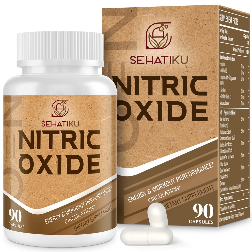 Συμπλήρωμα νιτρικού οξειδίου, Nitric Oxide Booster & 6-in-1 Phytonutrient Blend για την καρδιά, ροή, ανοσοποιητικό - 90 κάψουλες (1 φιάλη)
