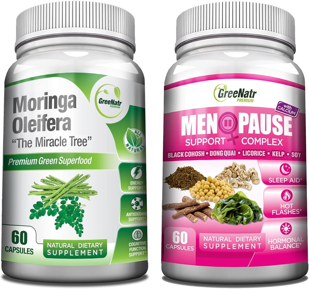 GreeNatr Pure Moringa Oleifera για την ενίσχυση Mood Plus Εμμηνόπαυση Συγκρότημα Υποστήριξης για Hot Flashs, Νυχτερινές Ιδρώσεις & Mood Swings Relief