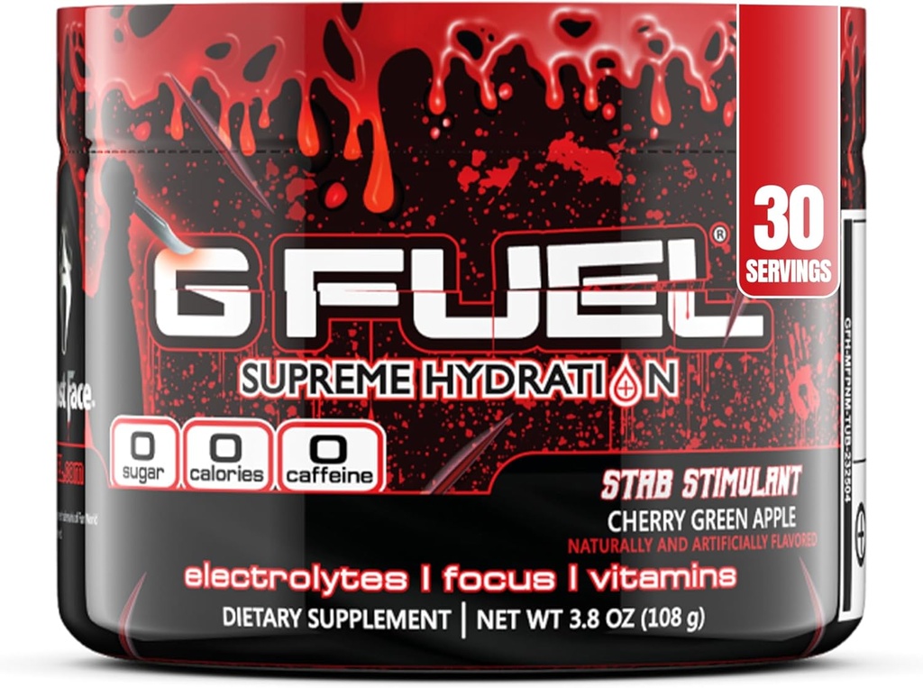 G Ηλεκτρολυτική σκόνη καυσίμου, Cherry Green Apple, Stab Simulant, Zero Sugar και Caffeine-Free Hydration Mix με Ηλεκτρολυτές και Βιταμίνες, 3,8 oz (Face Ghost, 30 Servings)