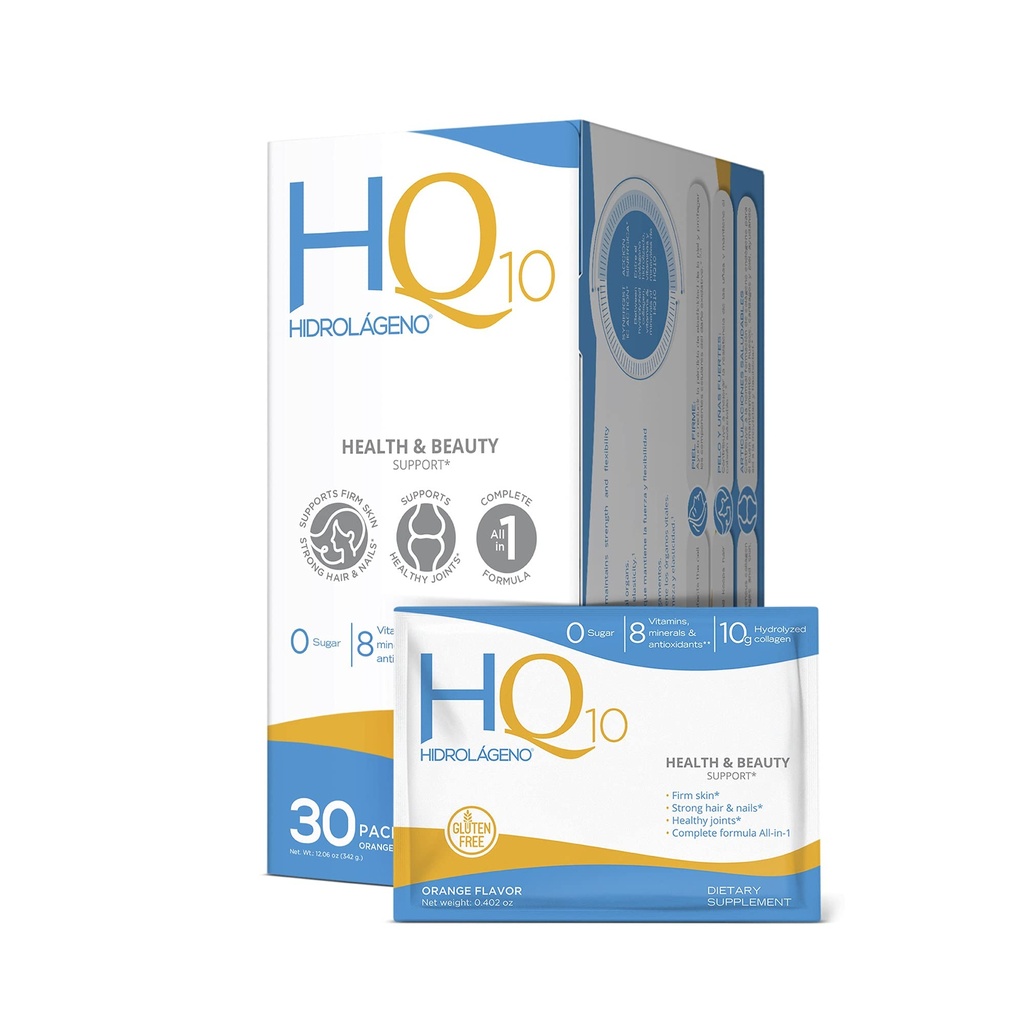 Hidrolageno Q10, Υδρολυμένο Κολλαγόνο, Βιταμίνες, ZINC, Αντιοξειδωτικά, 30 φακελλίσκοι ανά συσκευασία, 4.2 Ουγγιά, Συσκευασία του 1