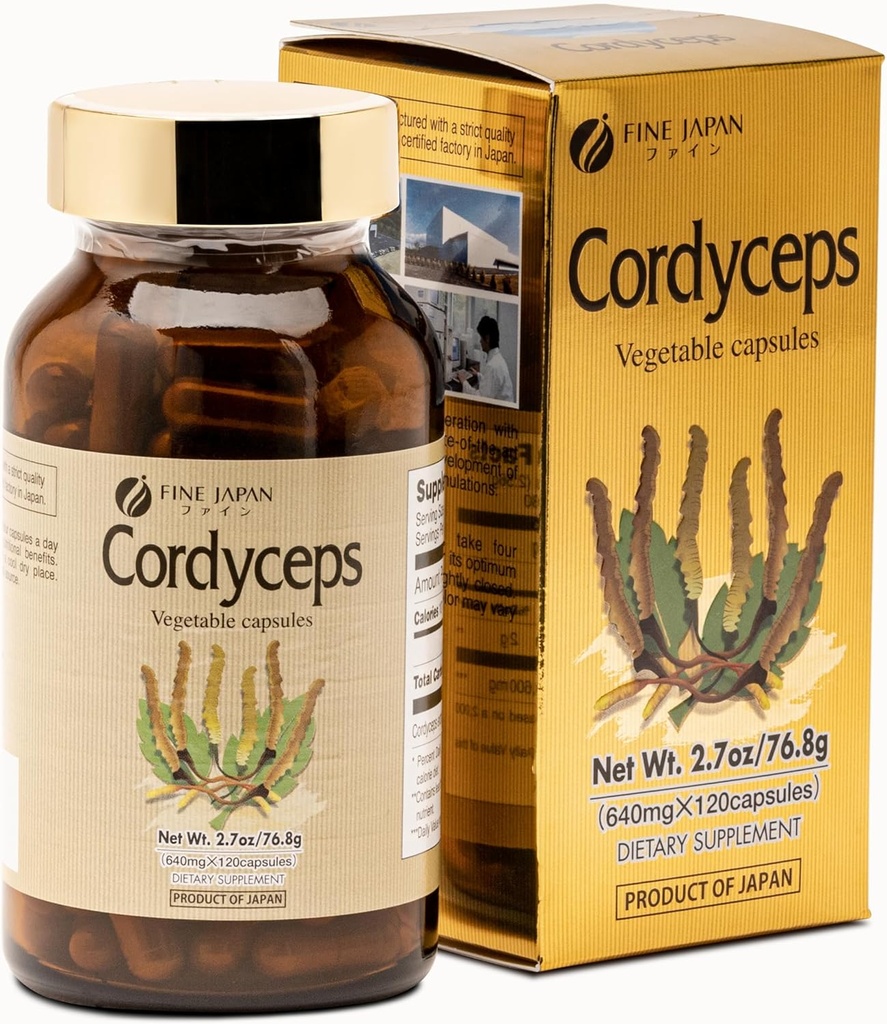 FINE ΙΑΠΩΝΙΑ κάψουλες μανιταριών Cordyceps - Premium Cordyceps Militaris και Sinensis εκχύλισμα για τα βέλτιστα οφέλη για την υγεία, 100% Αυθεντικά Cordyceps σε εύκολες κάψουλες