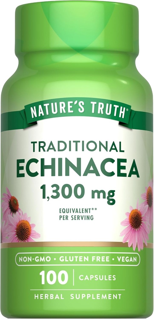 Nature's Truth Echinacea Extract Capsules | 1300mg | 100 Count | Non-GMO & Gluten Free