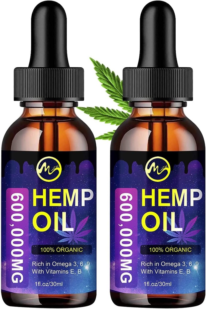 (2 Pack) Εκχυλίσματα κάνναβης σταγόνες 1.200.000mg - Φυσική φυτική διατροφή συμπλήρωμα διατροφής για το στρες ανακούφιση / SLEP Aid, πλούσια σε Ωμέγα 3 6 9 & βιταμίνη Ε