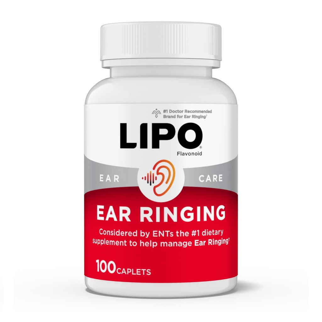 LIPO Ear Ringing Support Supplement - Lemon Bioflavonoid Complex with Vitamins C, B1, B2, B6, B12, & Calcium - Inner Ear Health & Circulation Support for Ringing Ears - 100 Caplets