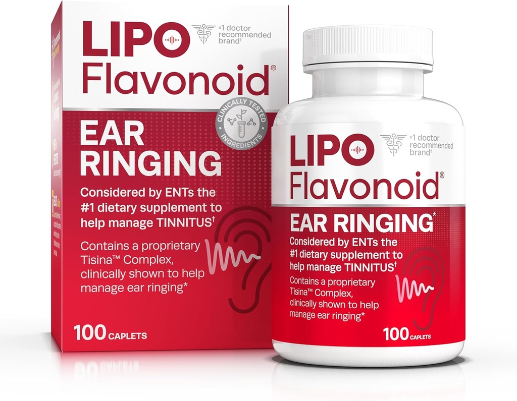Lipo-Flavonoid Plus Εμβοές Ανακούφιση - Doctor-Recommended for Ringing Ears - Clinically-Proven Lemon Bioflavonoid Complex with Vitamins C, B1, B2, B6, B12, & Calcium - 100 Caplets